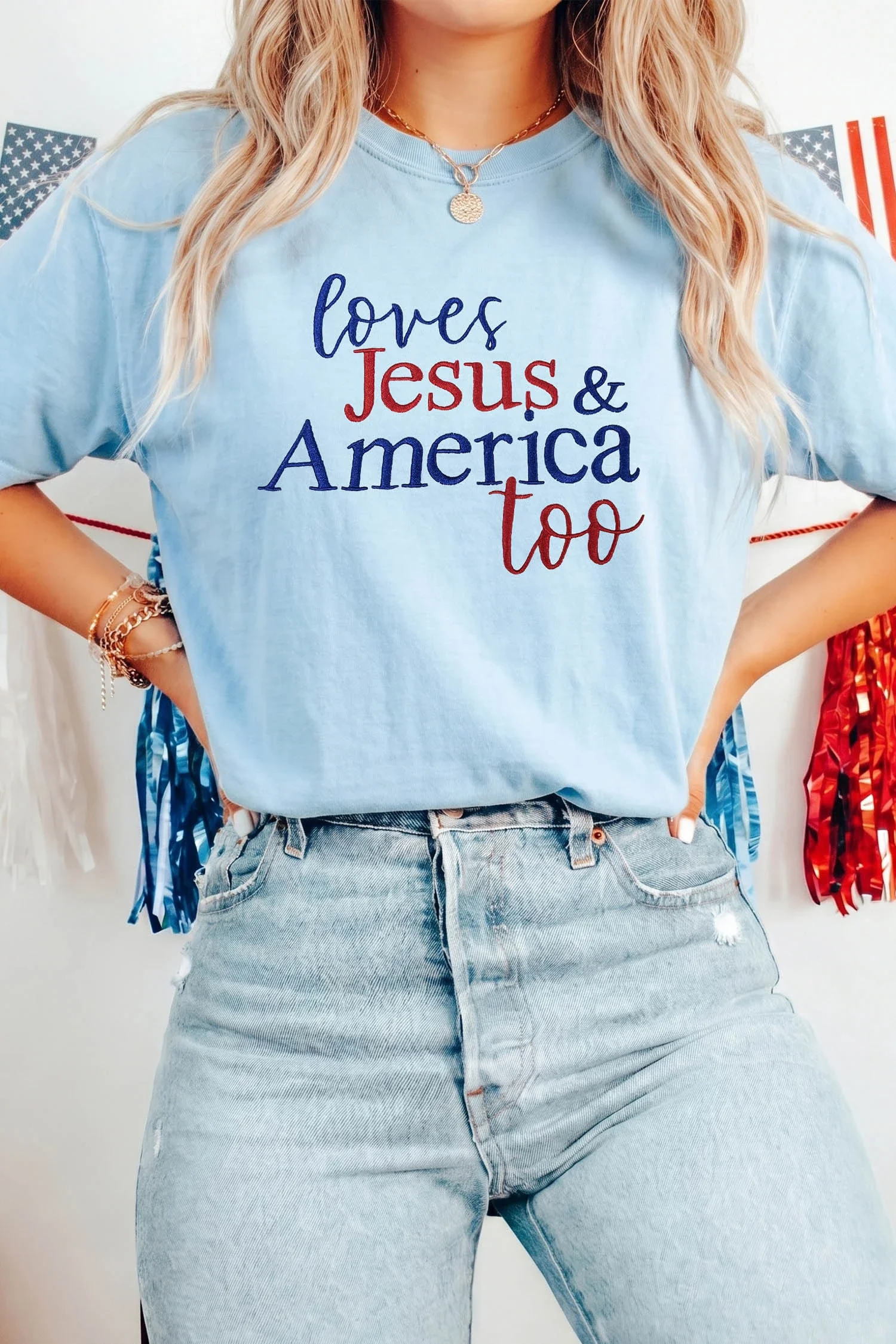 XO Red, White & Blessed Tee