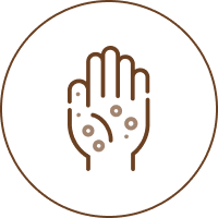 Illustration of a hand with water droplets, soap bubbles, and a gentle flow of water, representing handwashing or hygiene.