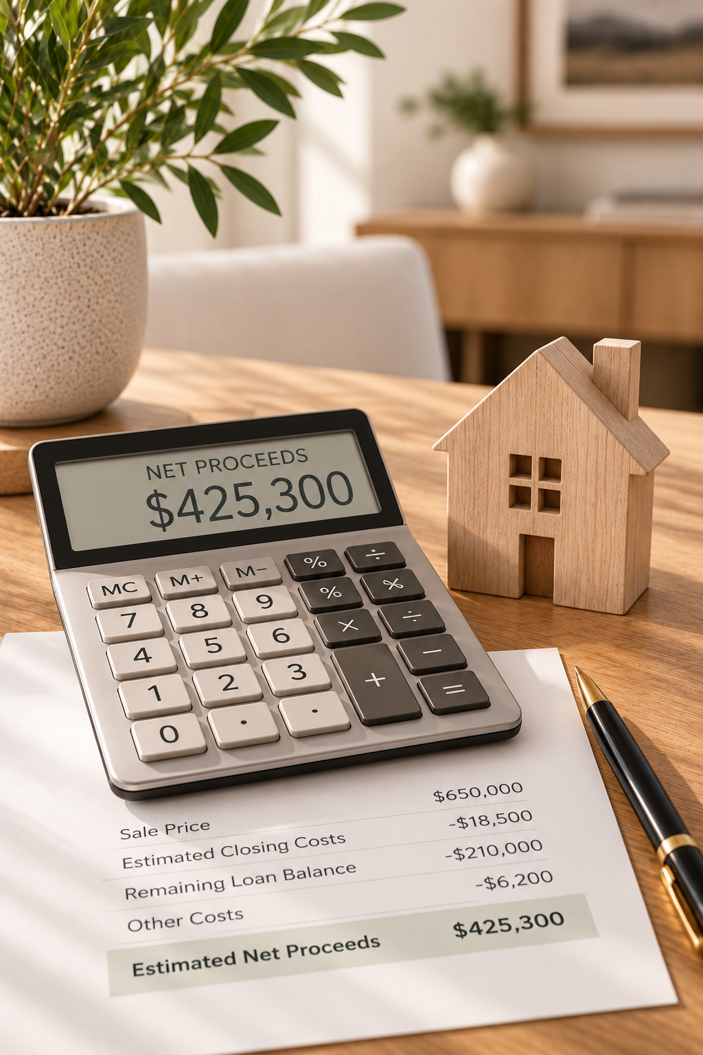 Black Swan Team seller net proceeds calculator for estimating home sale proceeds