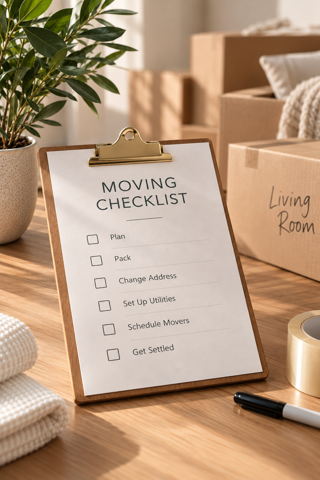 Black Swan Team moving checklist with packing and moving tasks for homeowners