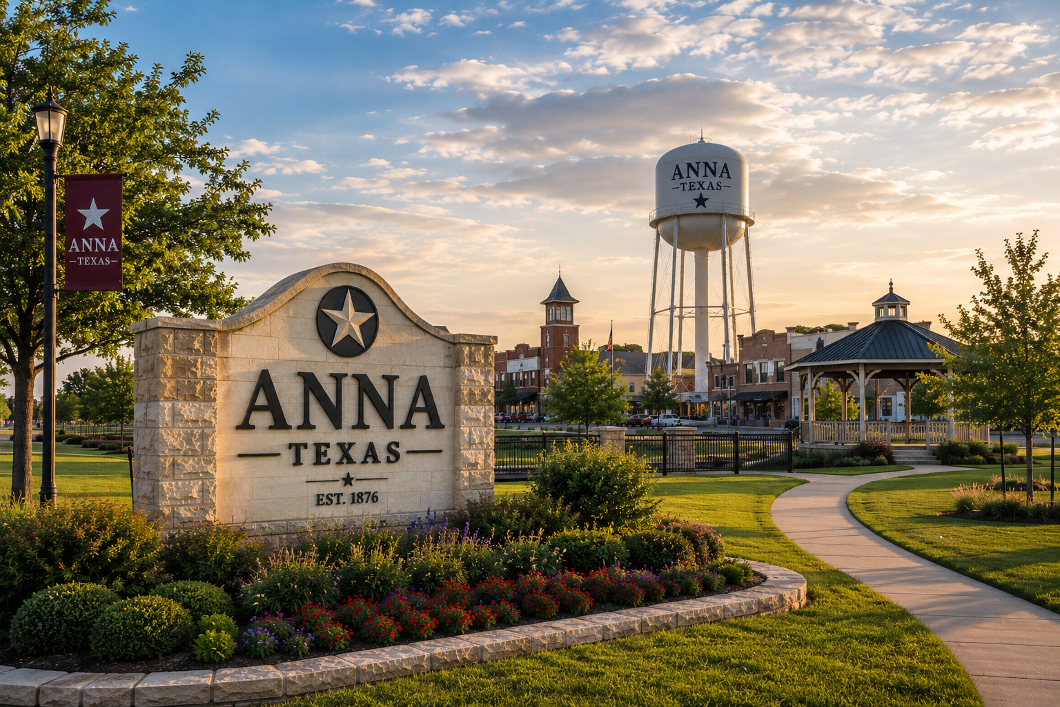 Anna Texas community featuring landscaped parks, walking trails, and growing North Texas neighborhoods