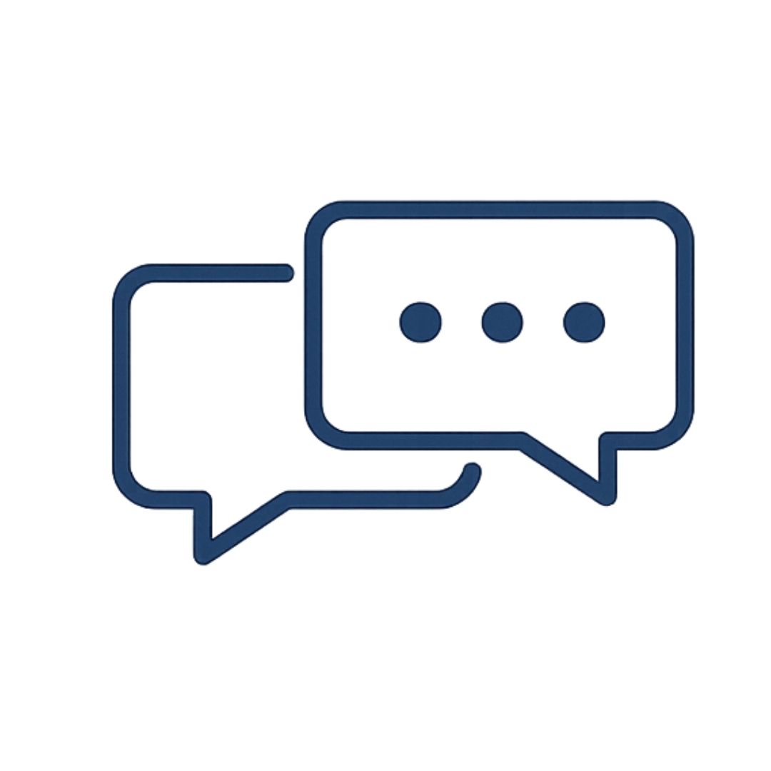 Speech bubble icon representing personalized communication and guidance in the McKinney Texas real estate process