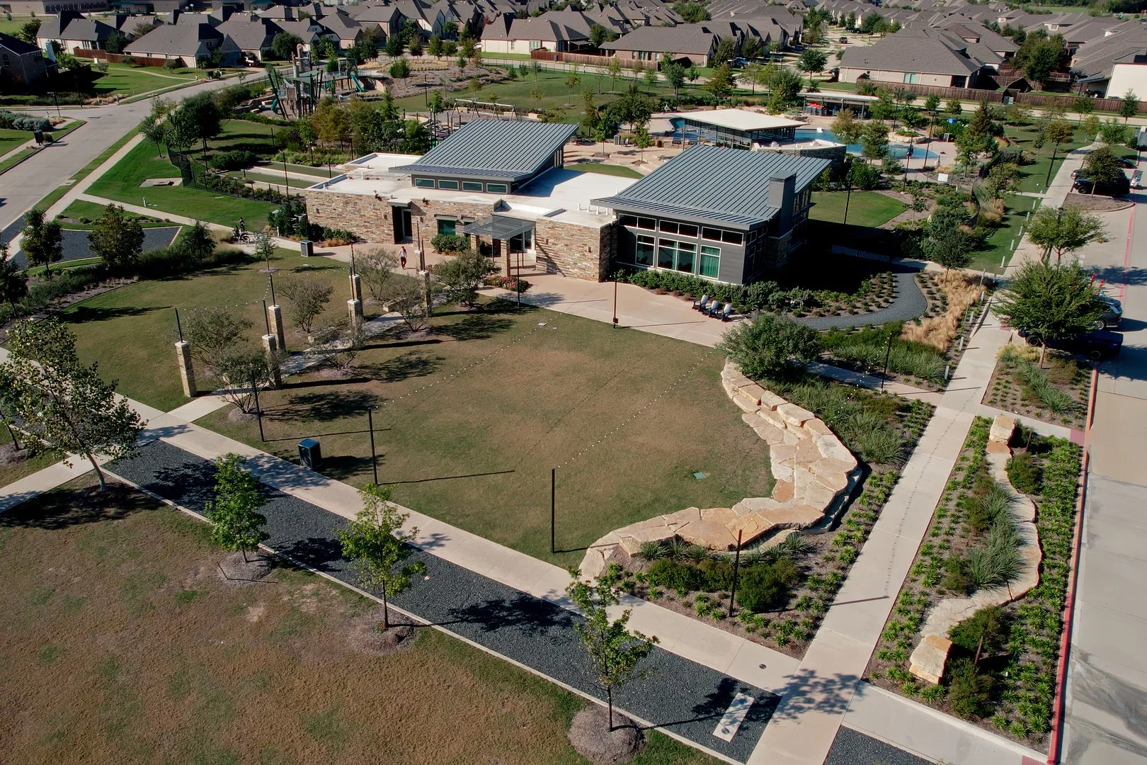 Drone Image of Trinity Falls Amenity Center in McKinney TX