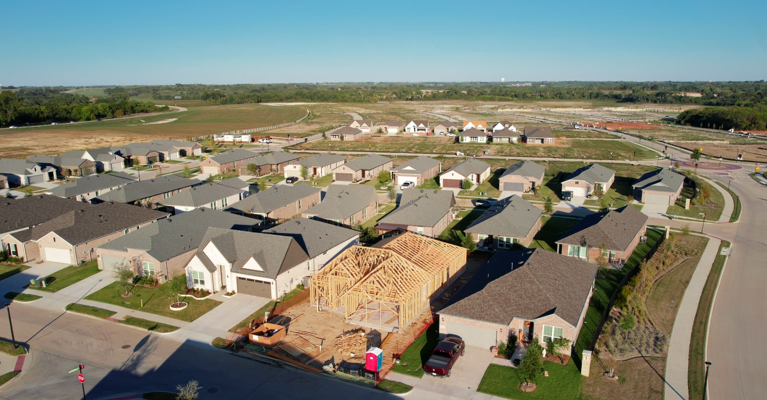 House under construction in Trinity Falls McKinney TX