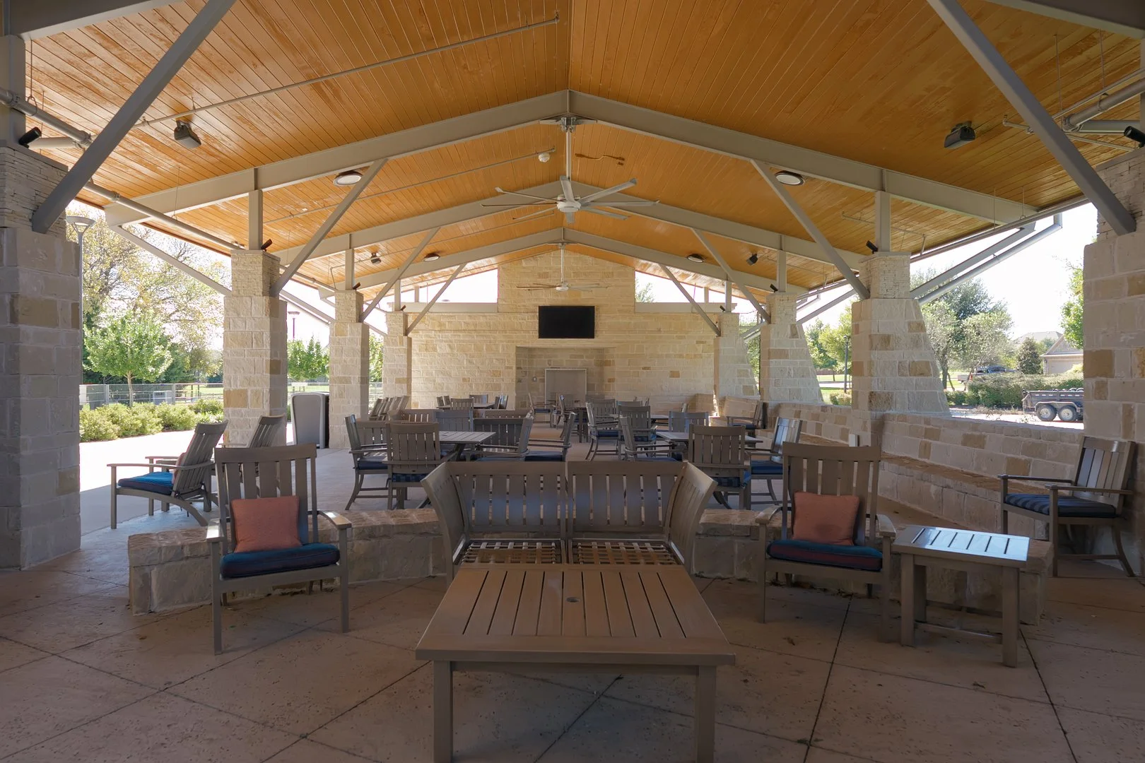 Outdoor Fireplace at the Club in Trinity Falls Mckinney TX