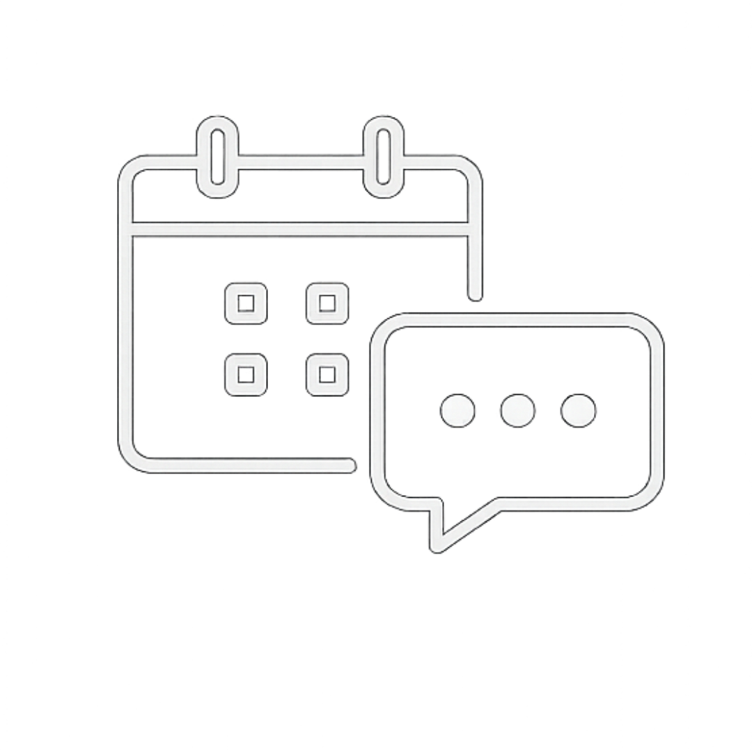 Calendar and conversation icon representing a real estate consultation in McKinney Texas