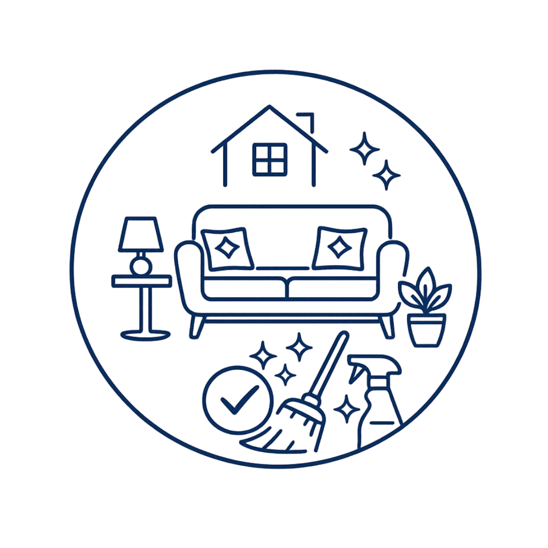 Home preparation and staging icon representing cleaning, presentation, and preparing a home for the real estate market