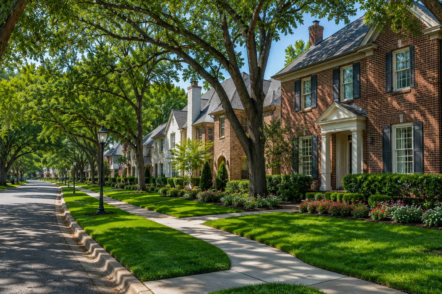 Established North Dallas neighborhood with mature trees, landscaped homes, and suburban community atmosphere