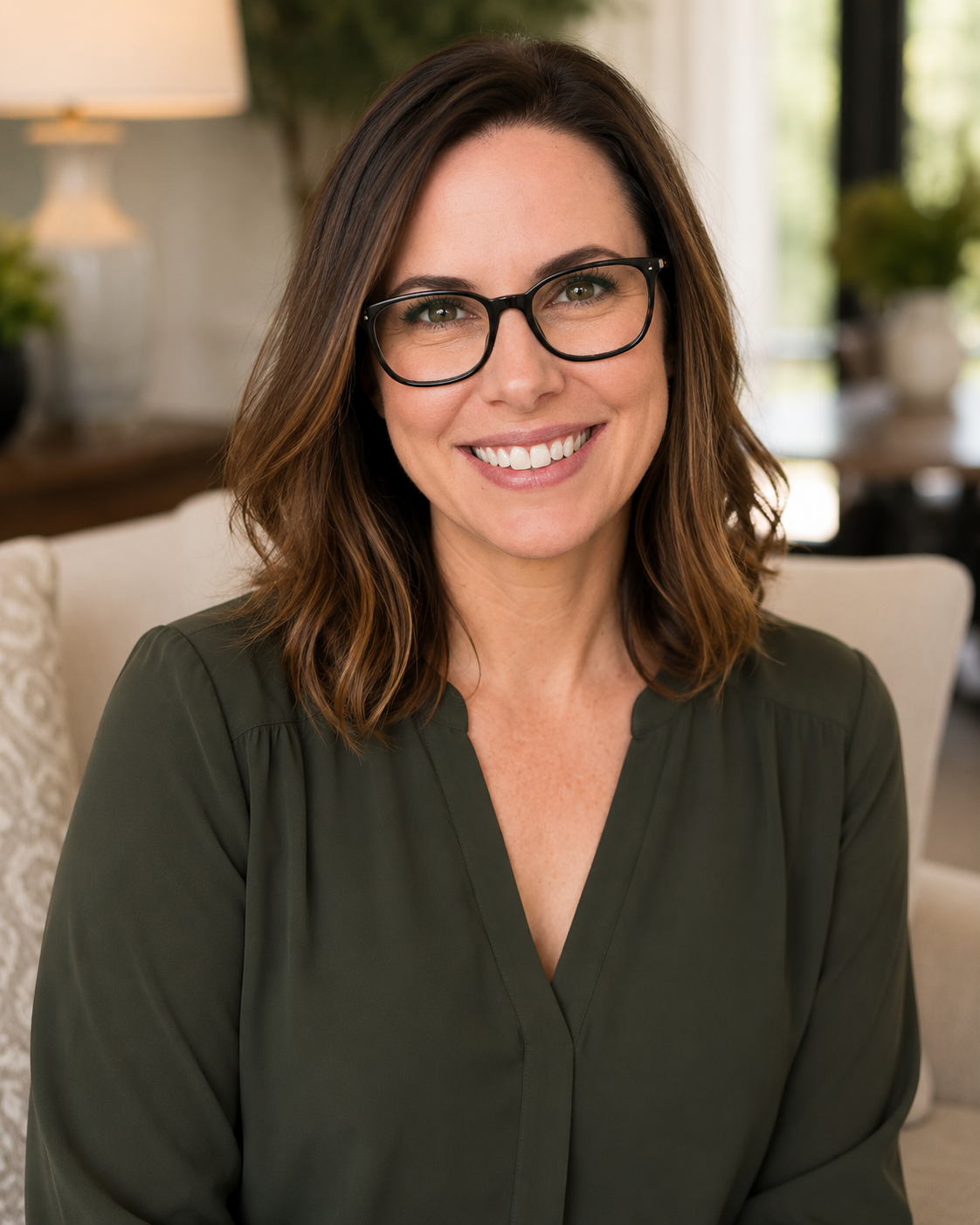 Professional headshot of North Dallas Realtor Alicia Brown smiling in a modern indoor setting
