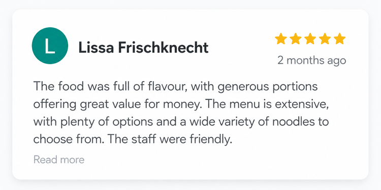 Q Beef Noodles customer review
