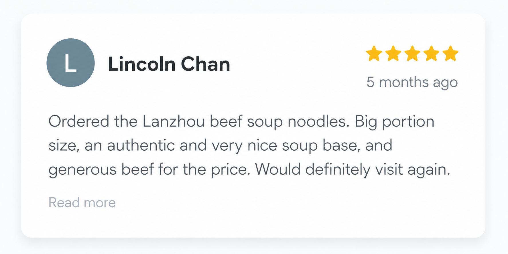 Q Beef Noodles customer review