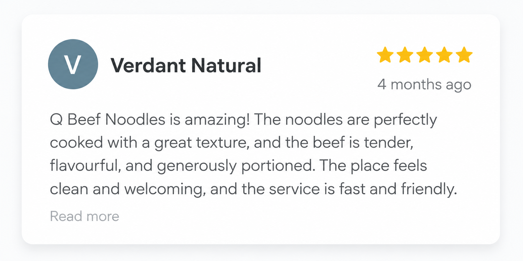 Q Beef Noodles customer review