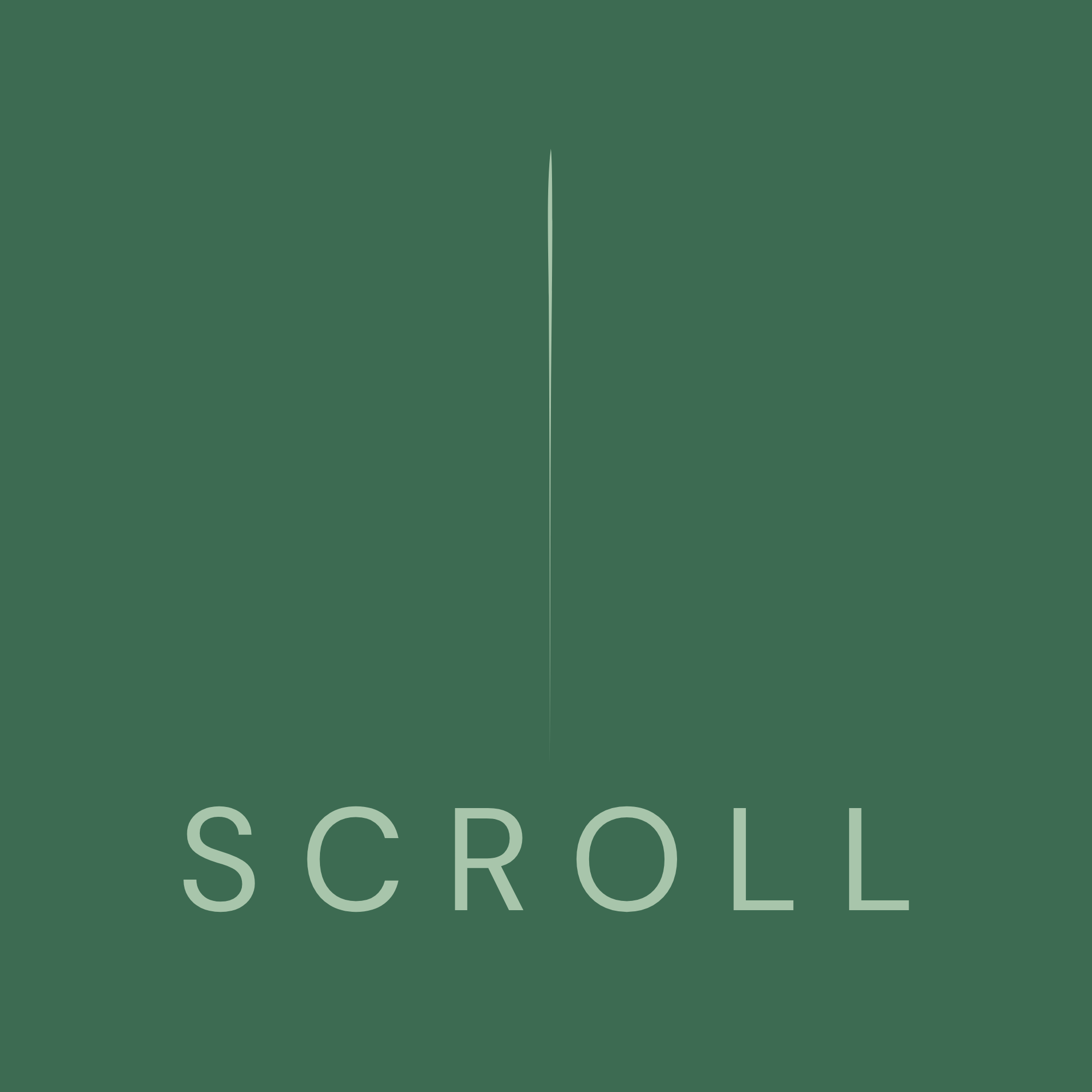Green background with the word 'SCROLL' written in large, light-colored letters.