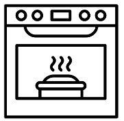 Hand-drawn oven icon for blueberry baking recipe instructions