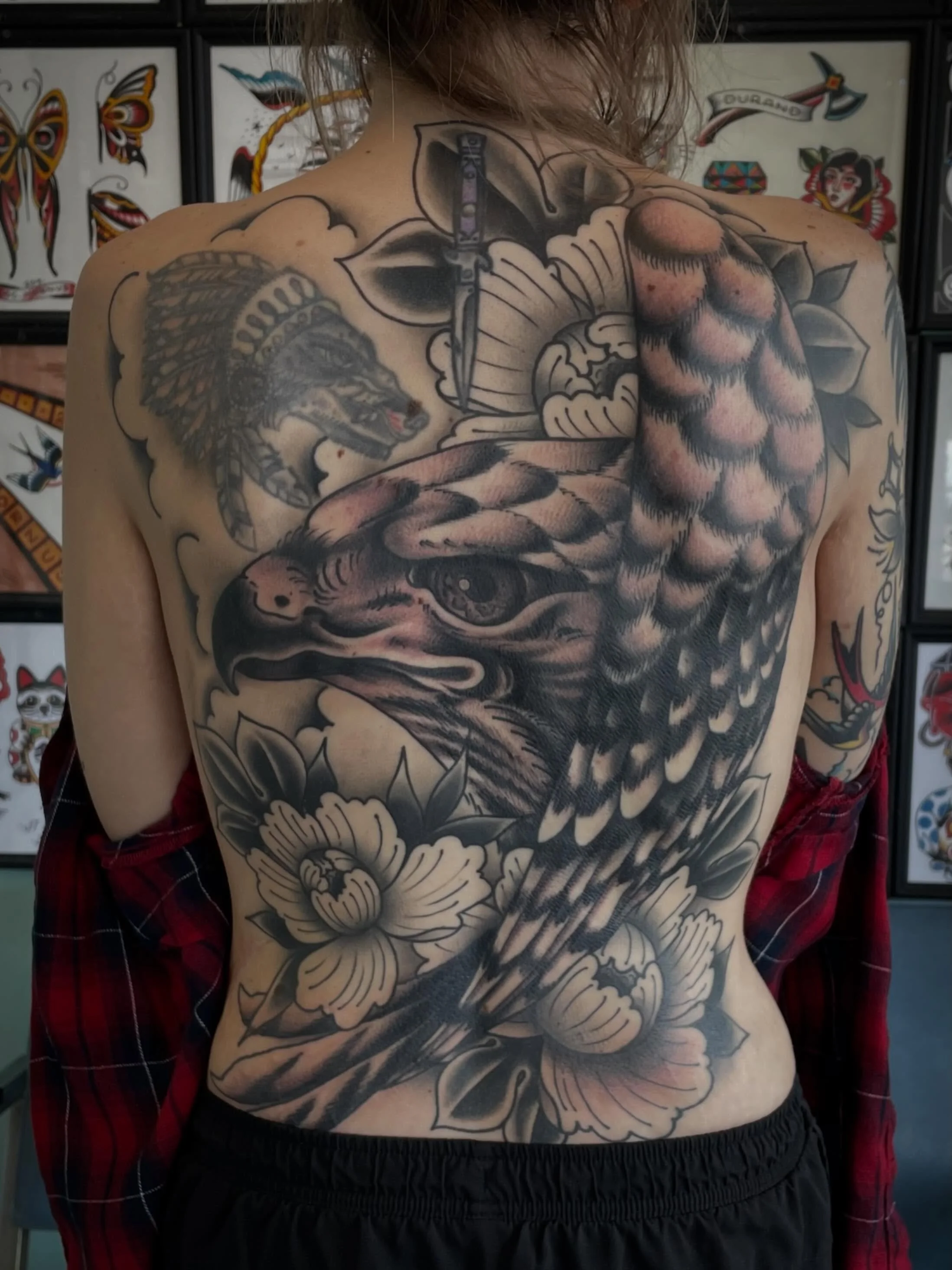 A freshly finished back, and a bunch of other stuff! Slacking on social media, not on tattooing. Reach out to get something booked!