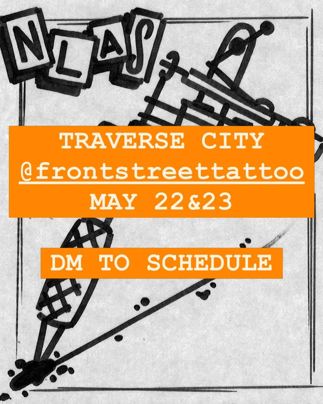 Tattooing @frontstreettattoo in Traverse City May 22&amp;23! Reach out to set something up.
