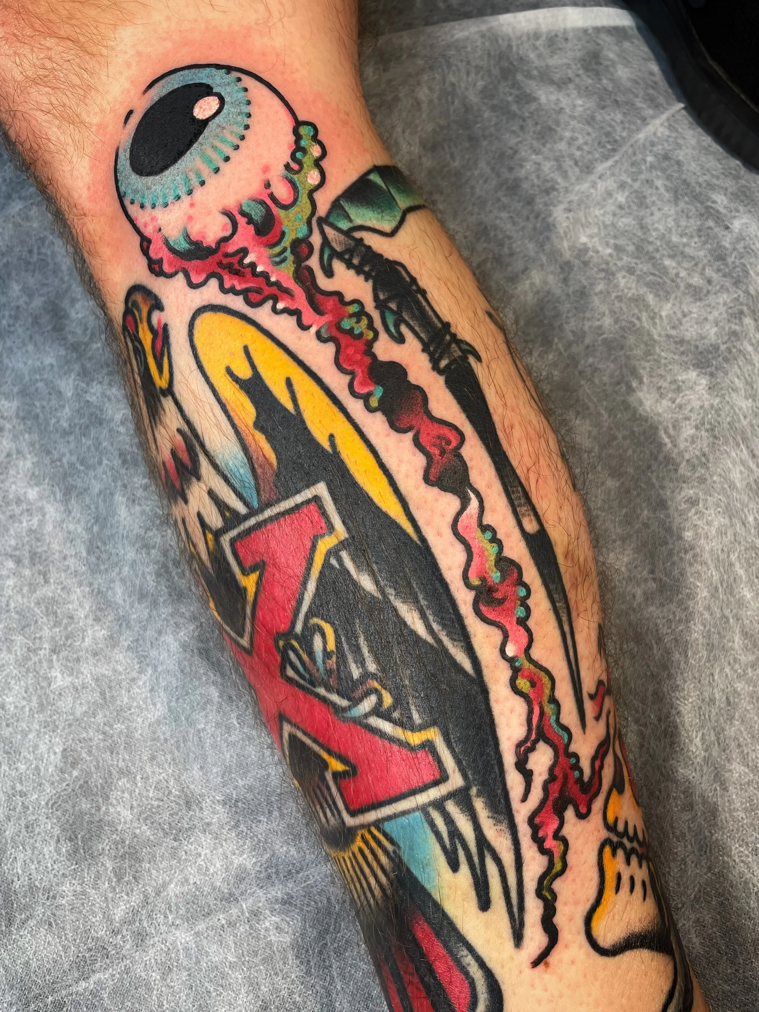 Tattoos, both complete and in progress. Made at @electric_love_tattoo and @royaltytattooparlour. Flash or custom. Big or small. Color or black and grey. Reach out to book your next tattoo!
