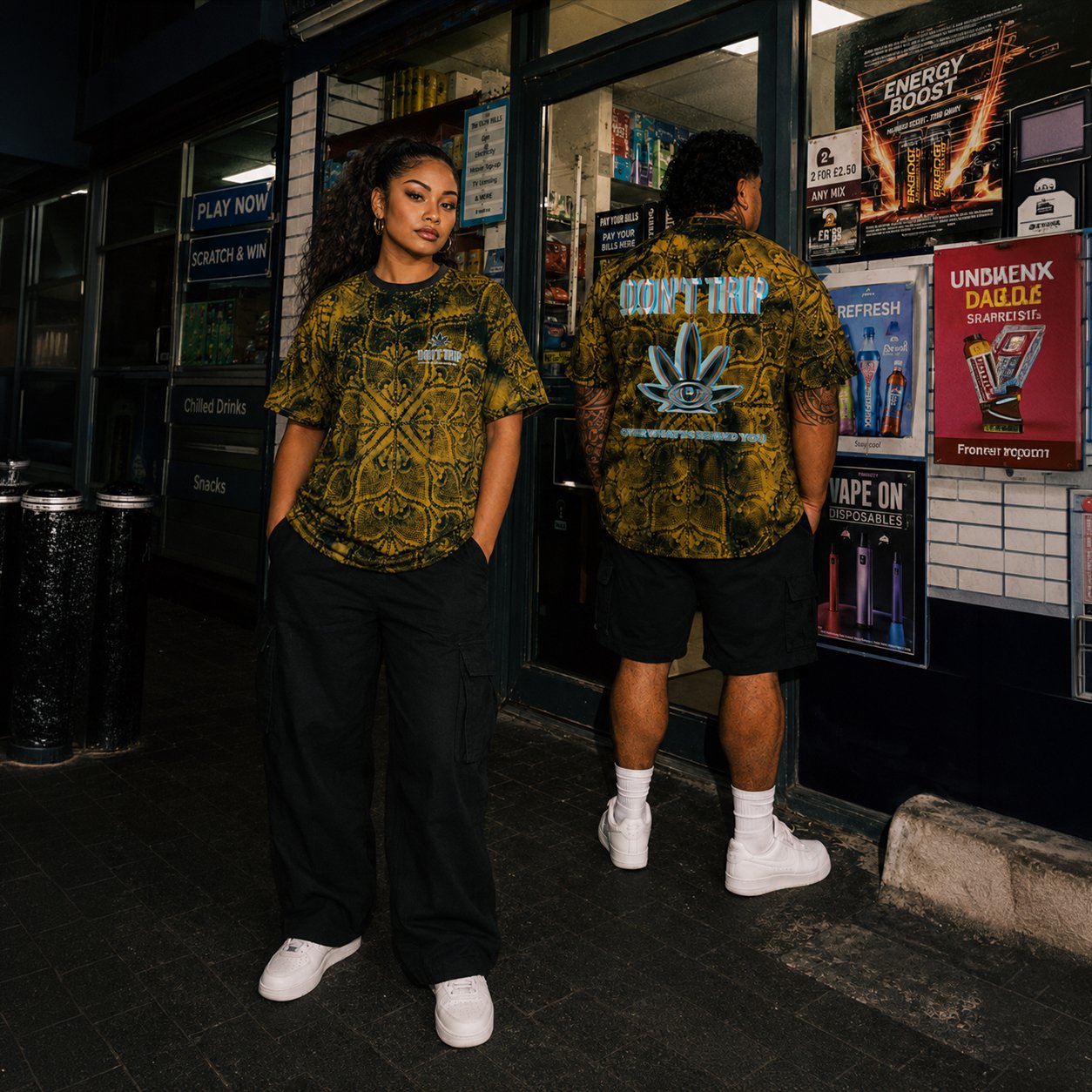 Don't Trip Bleach Dye Forest Green Tee