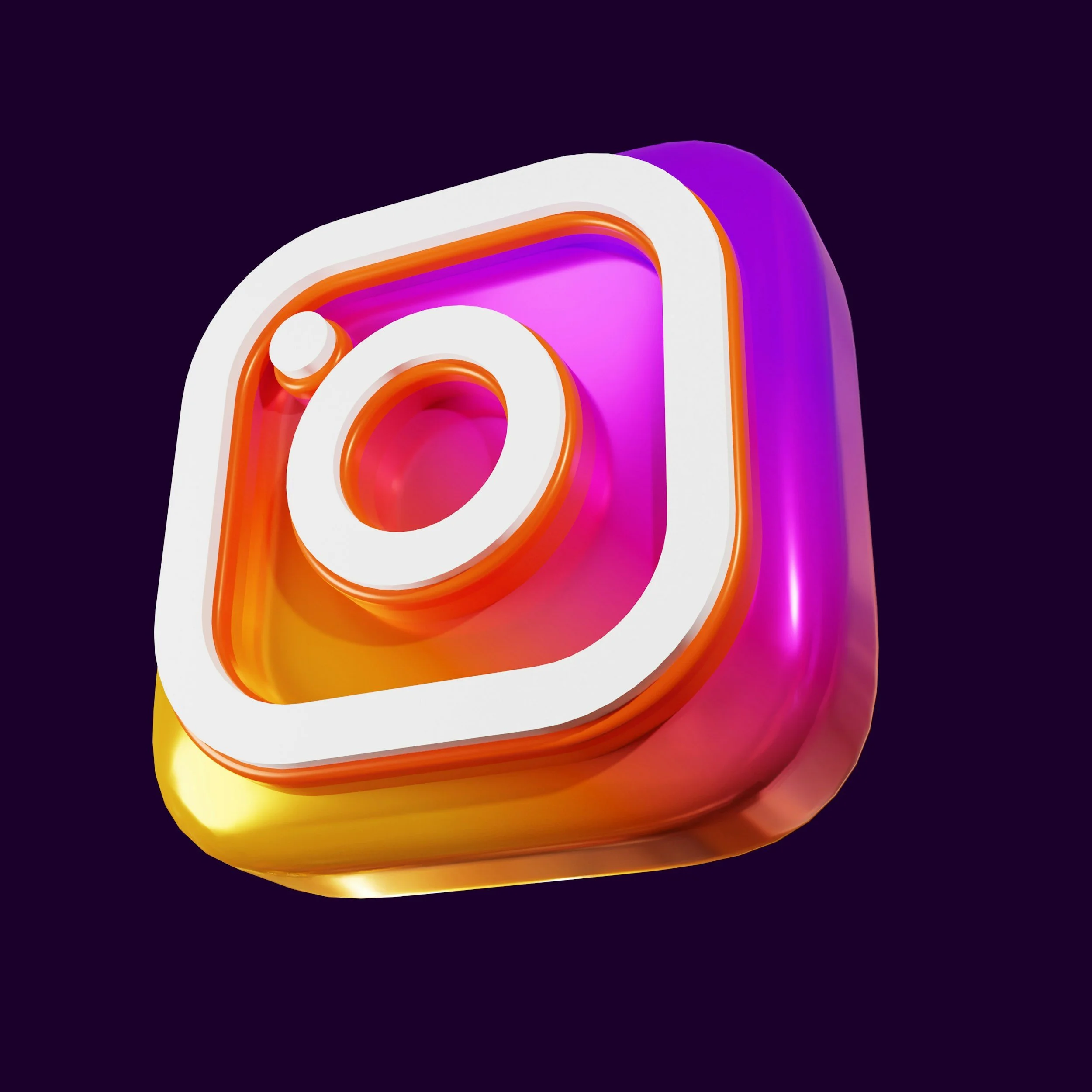 Colorful abstract 3D geometric shape with a spiral design in shades of pink, orange, purple, and yellow against a dark background.