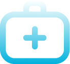 Medical kit or first aid box with a plus sign