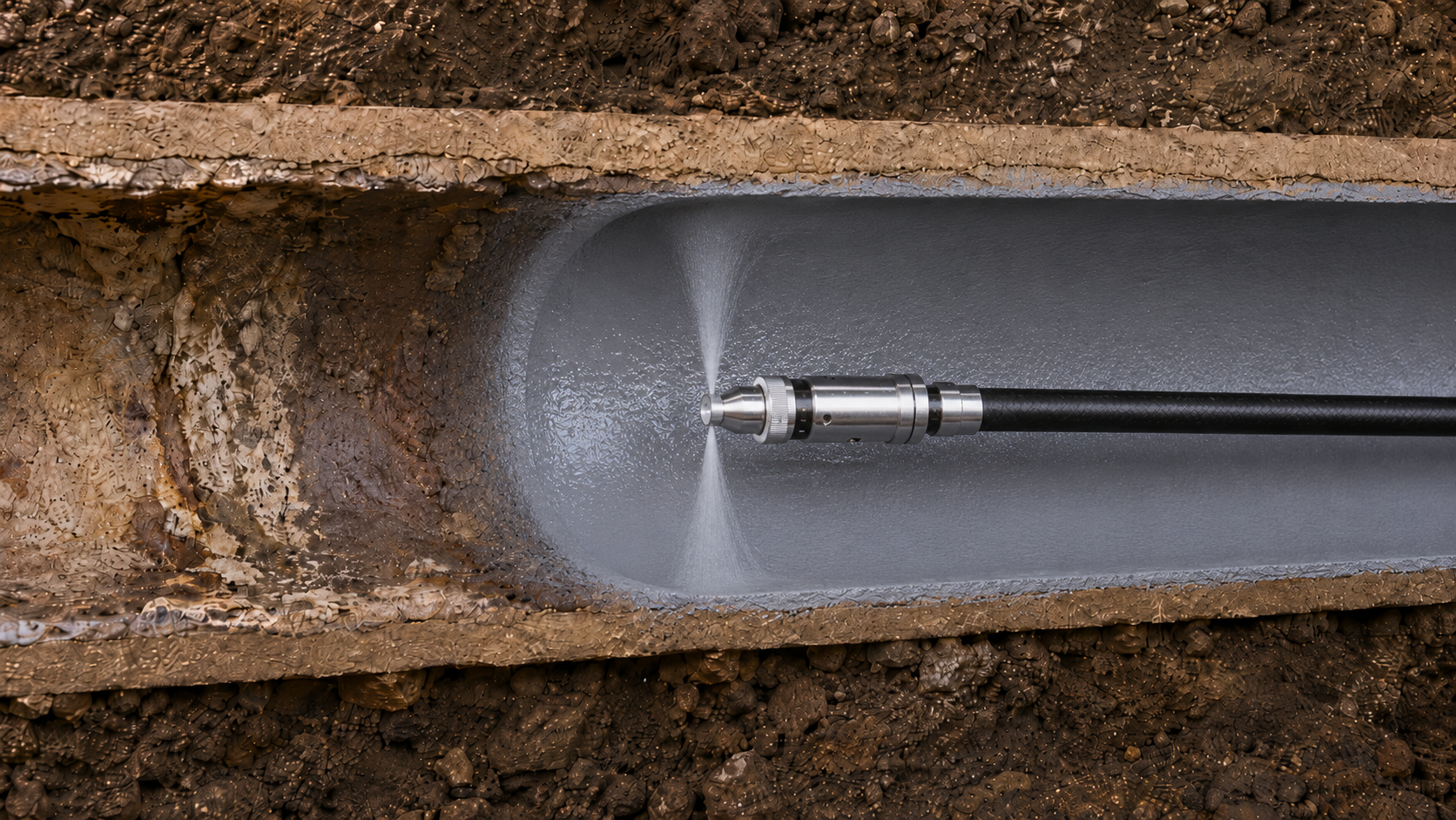 Cross-section of SIPP(Spray-In-Place-Pipe) coating application