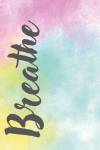 The word 'Blessed' written vertically over a colorful watercolor background.