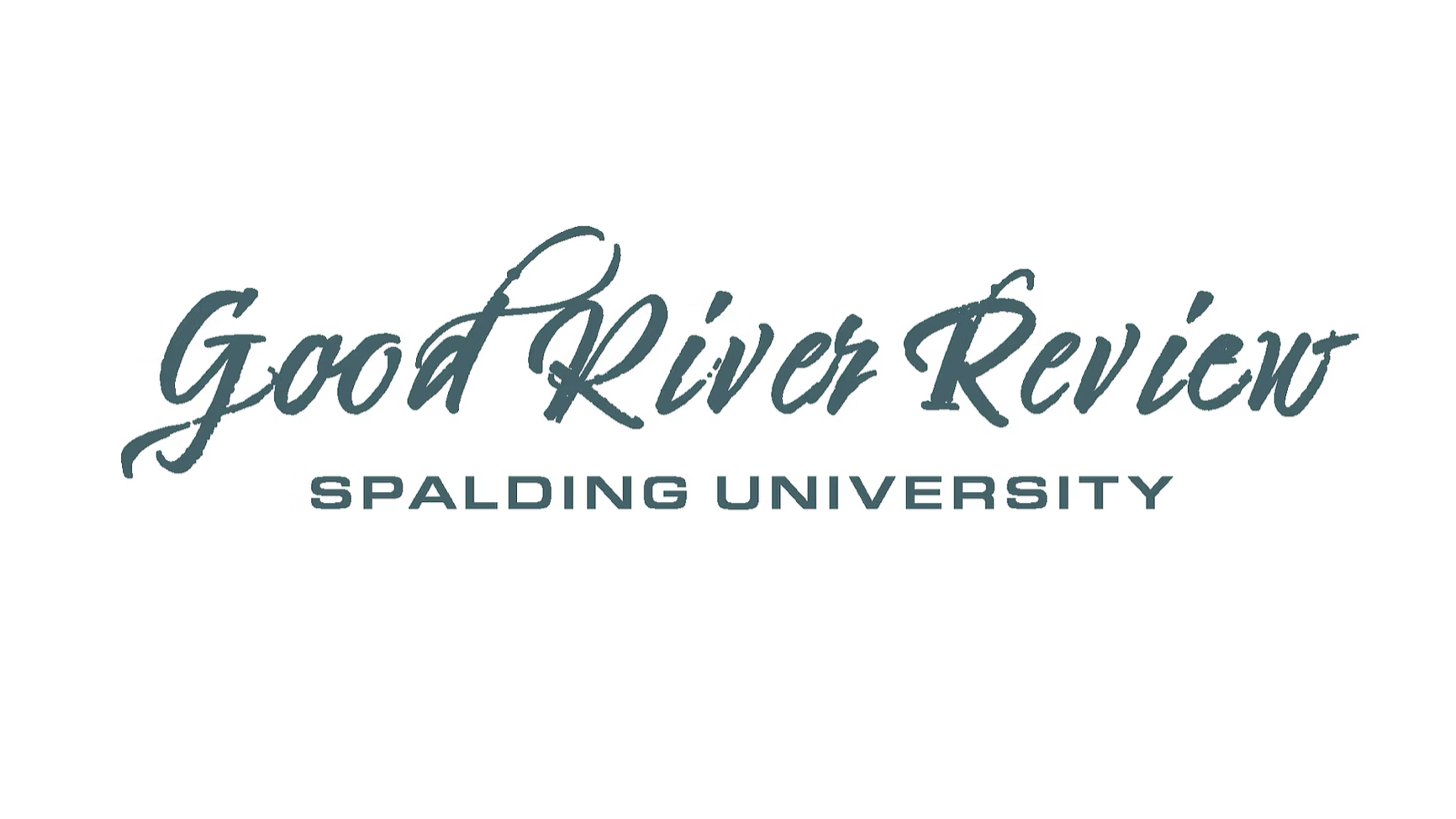 Logo of Good River Review from Spalding University featuring elegant cursive and block fonts.