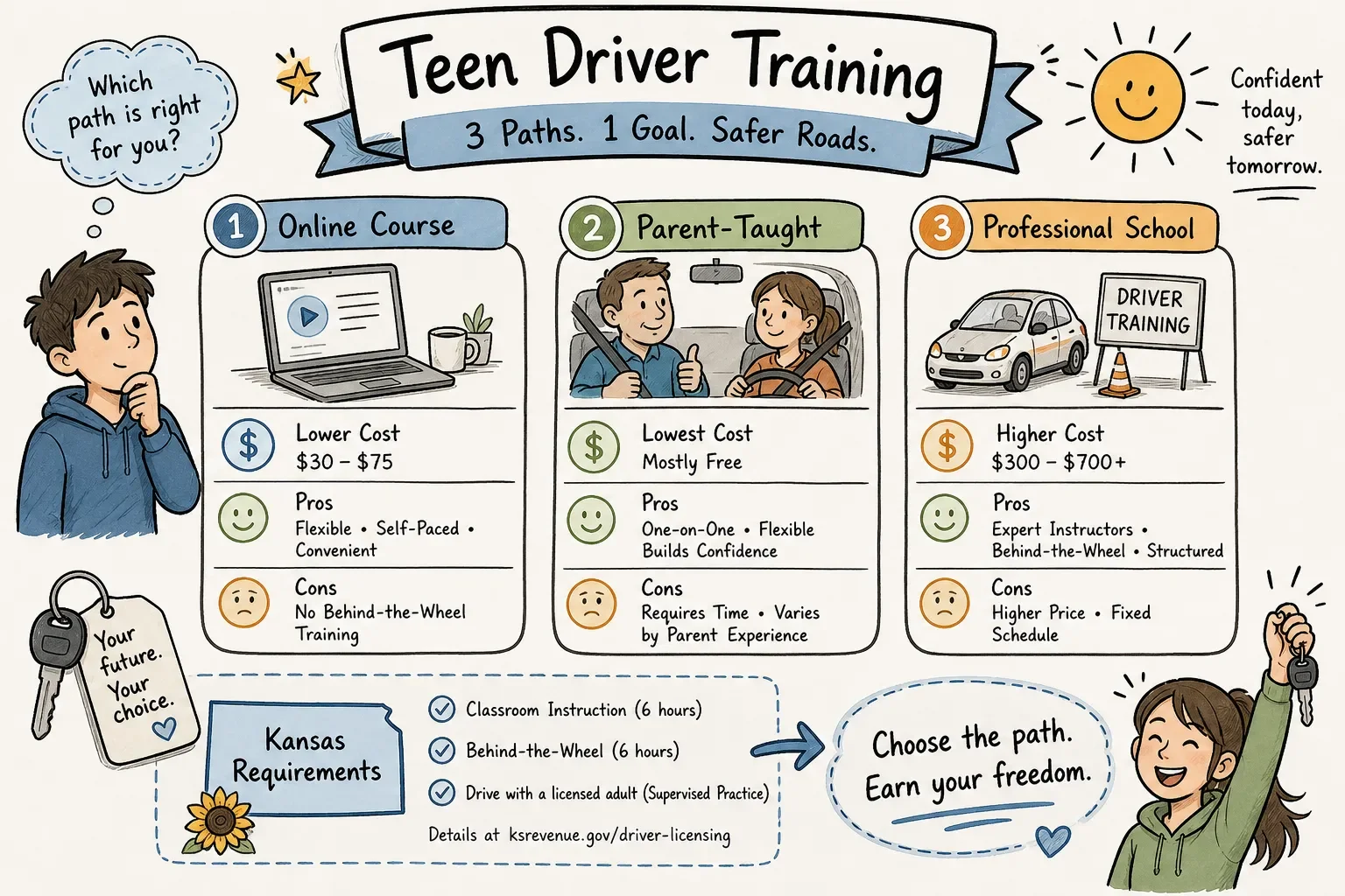Teen driver training options compared: costs, pros &amp; cons