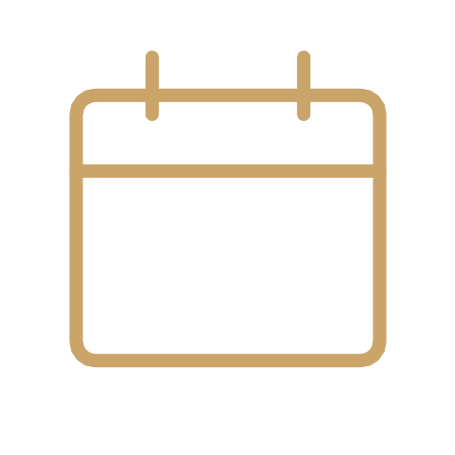 Icon of a calendar with two rings at the top.
