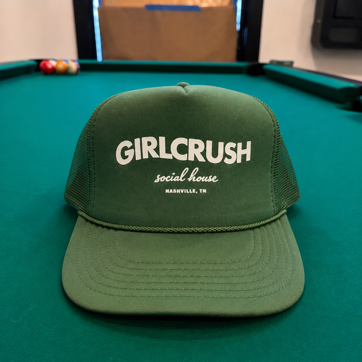 GIRLCRUSH LOGO HAT - GREEN -FRONT.png