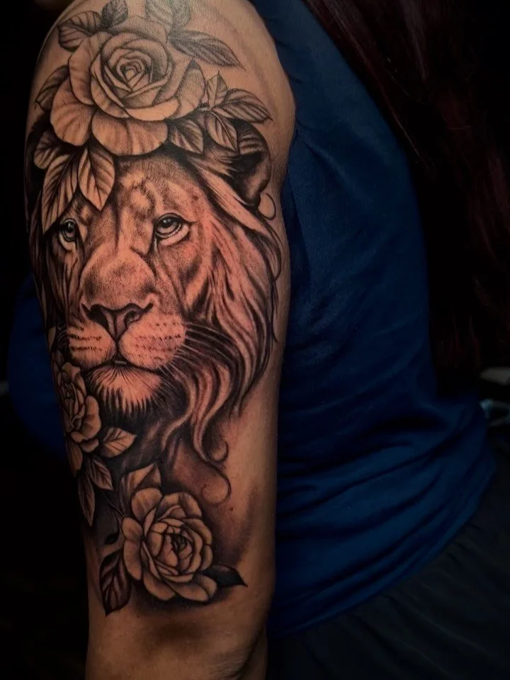 Blackngrayleontattoo
Flowers tattoo
Blackngrayshouldertattoo
First session tattoo
Aztlaninktattooshop