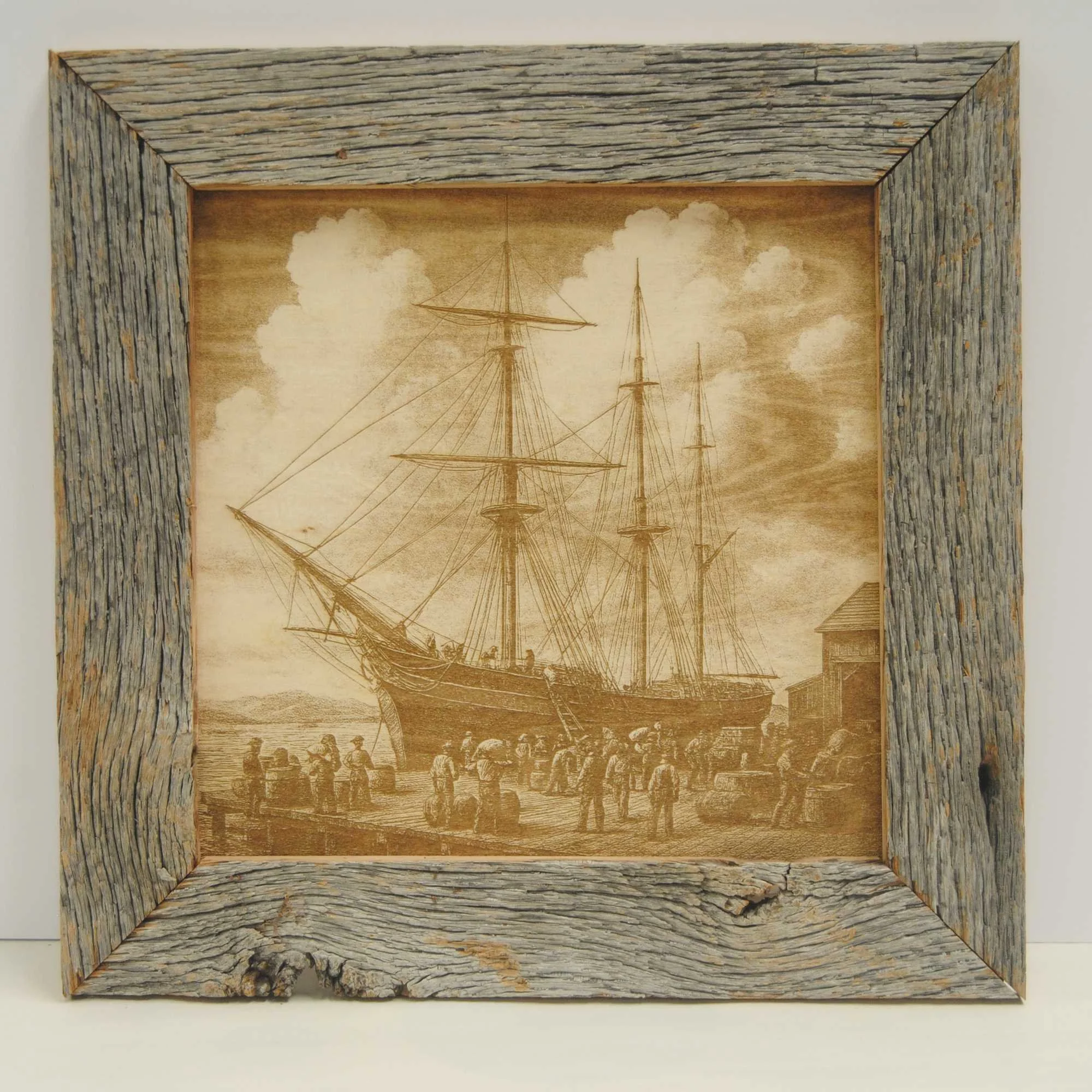 San Francisco Gold Rush 1849, Laser engraved on wood
