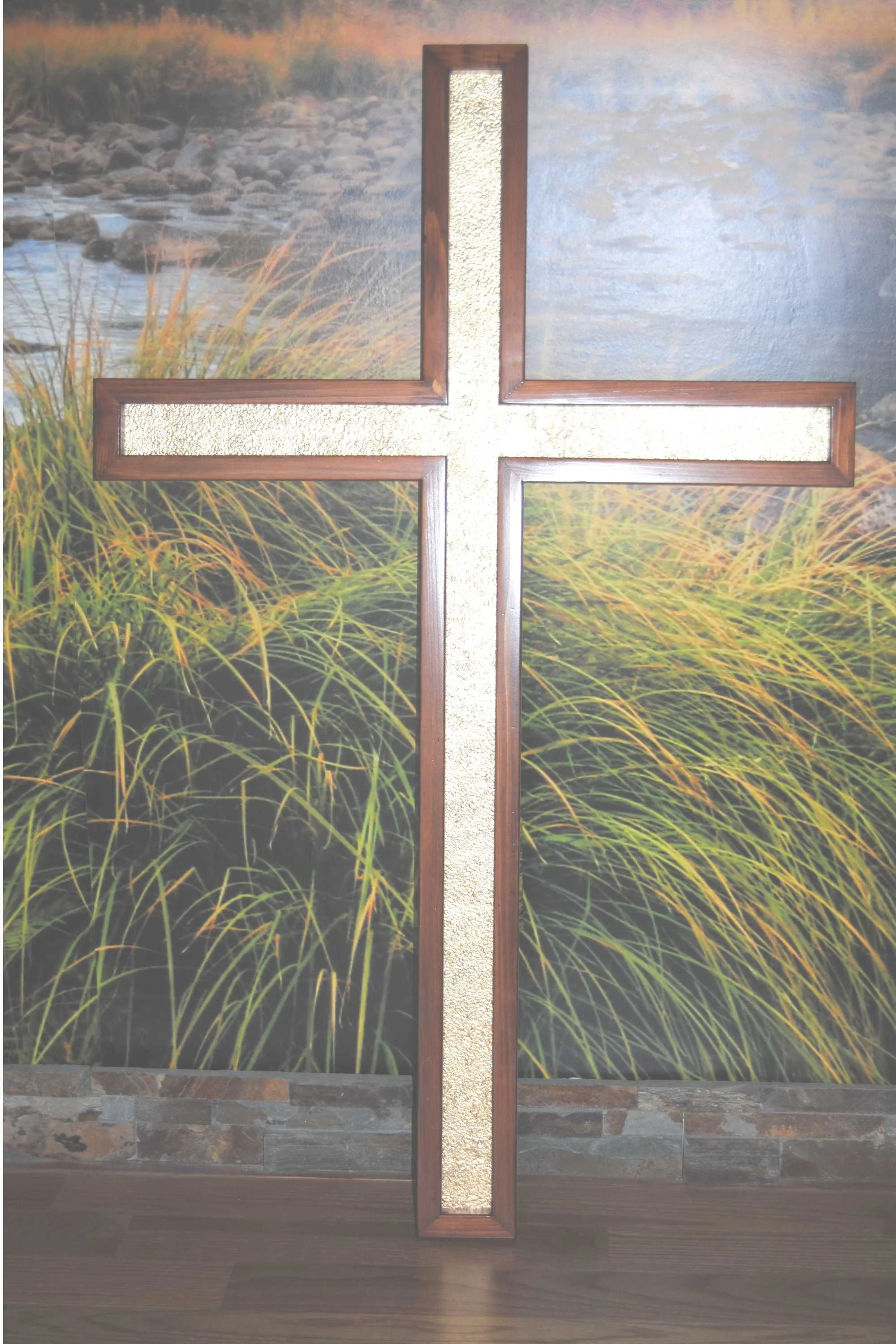 4 foot cross using Cedar lumber and Variegated Copper in background