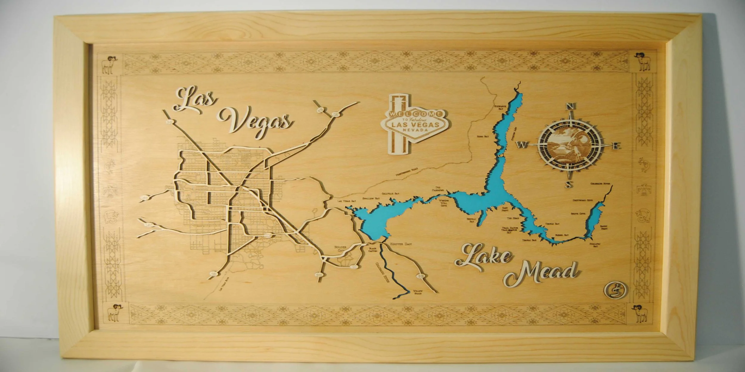 Lake Mead and its neighbor Las Vegas. 23 x 35 inches