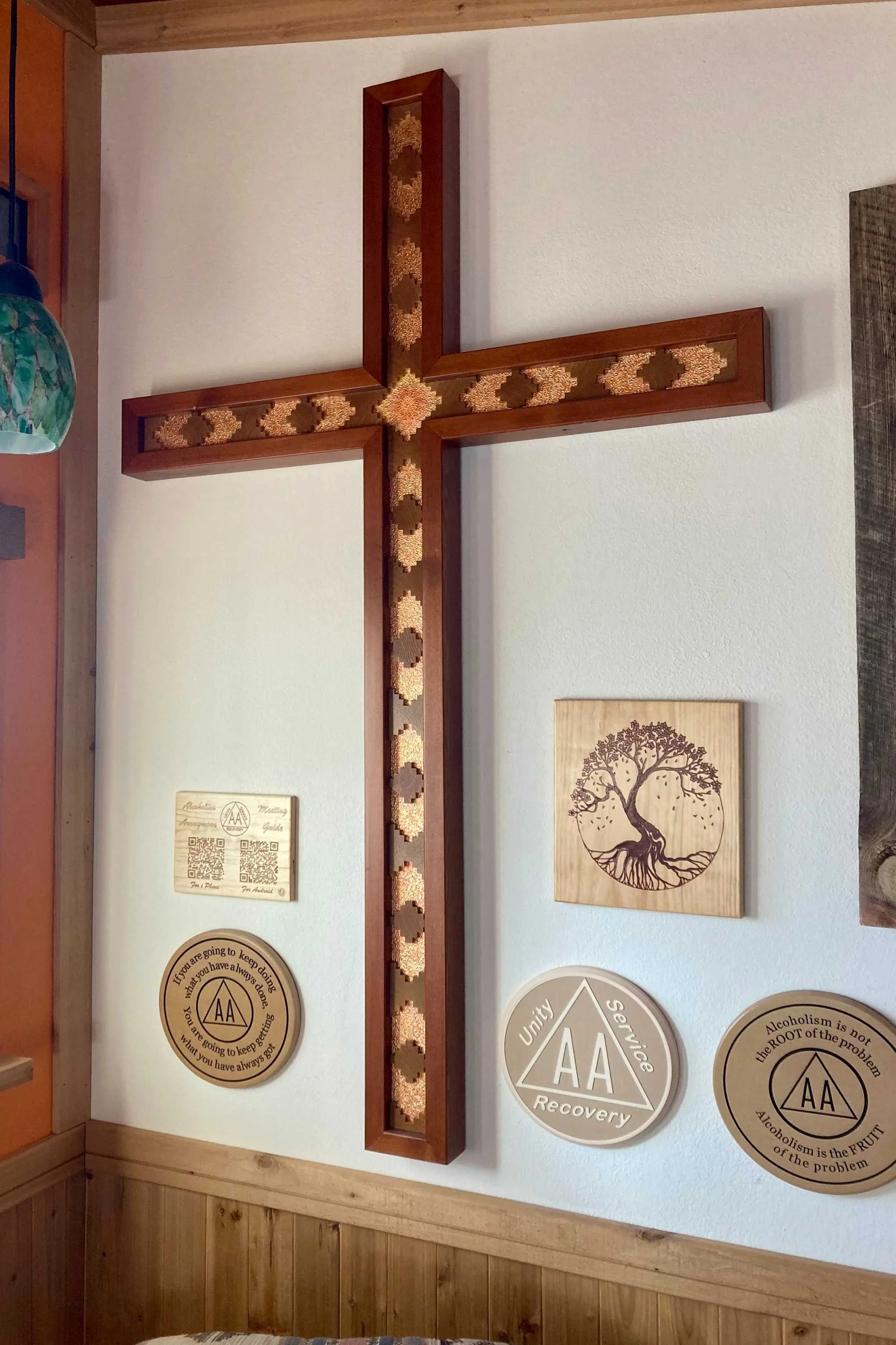 6 foot cross using Cedar lumber and Variegated Copper in background