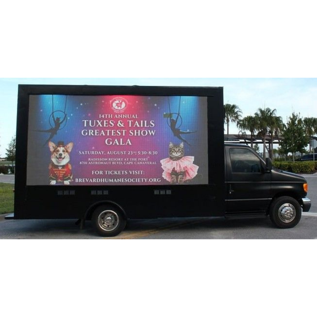 Tuxes & Tails Gala Design displayed on Box Truck Media.