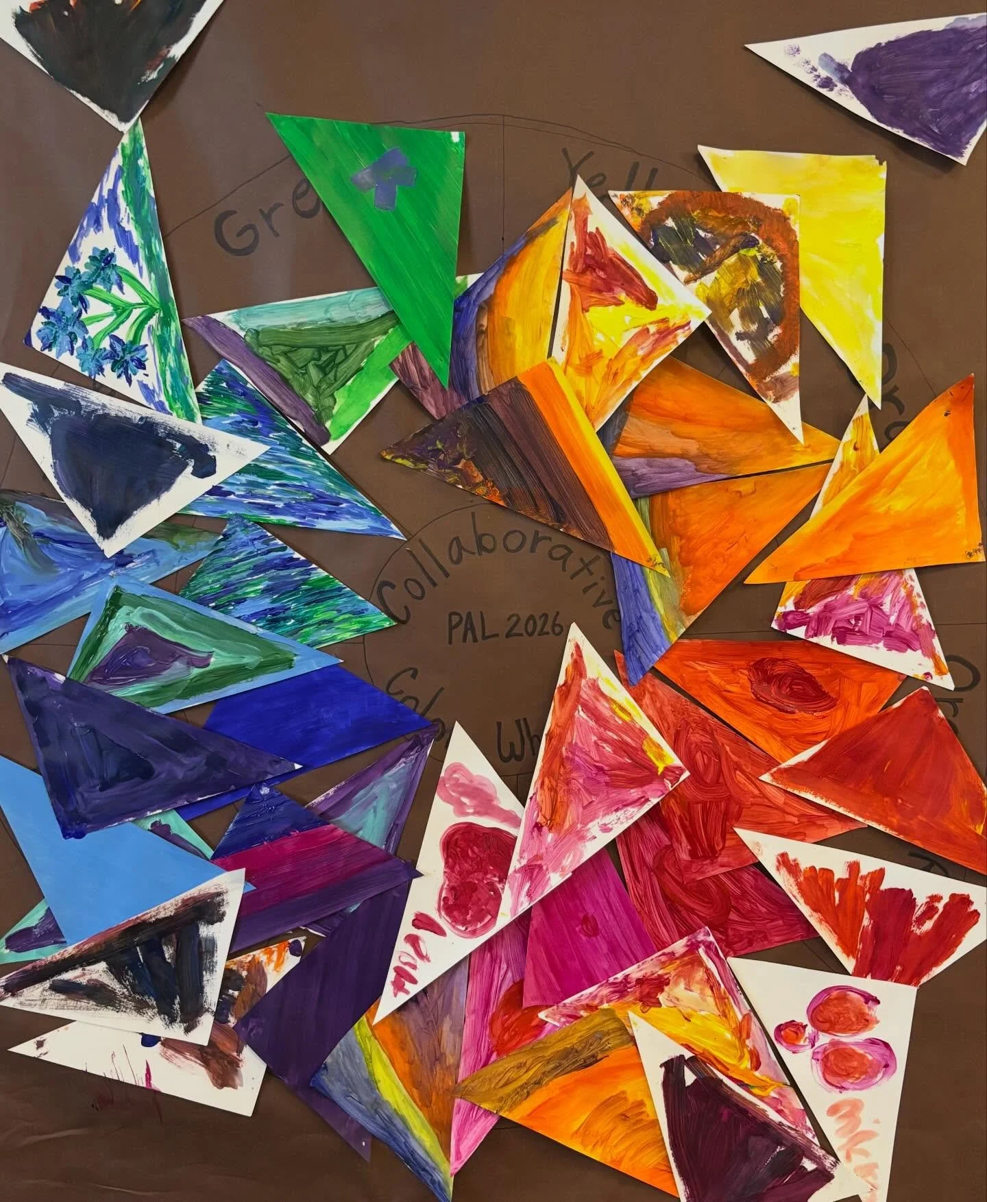 Programs for Accesible Learning: Make Art Get Messy! Today we made a collaborative art wheel and talked about the use of complimentary colors in art 🎨 

#adultlearning #libraryart
