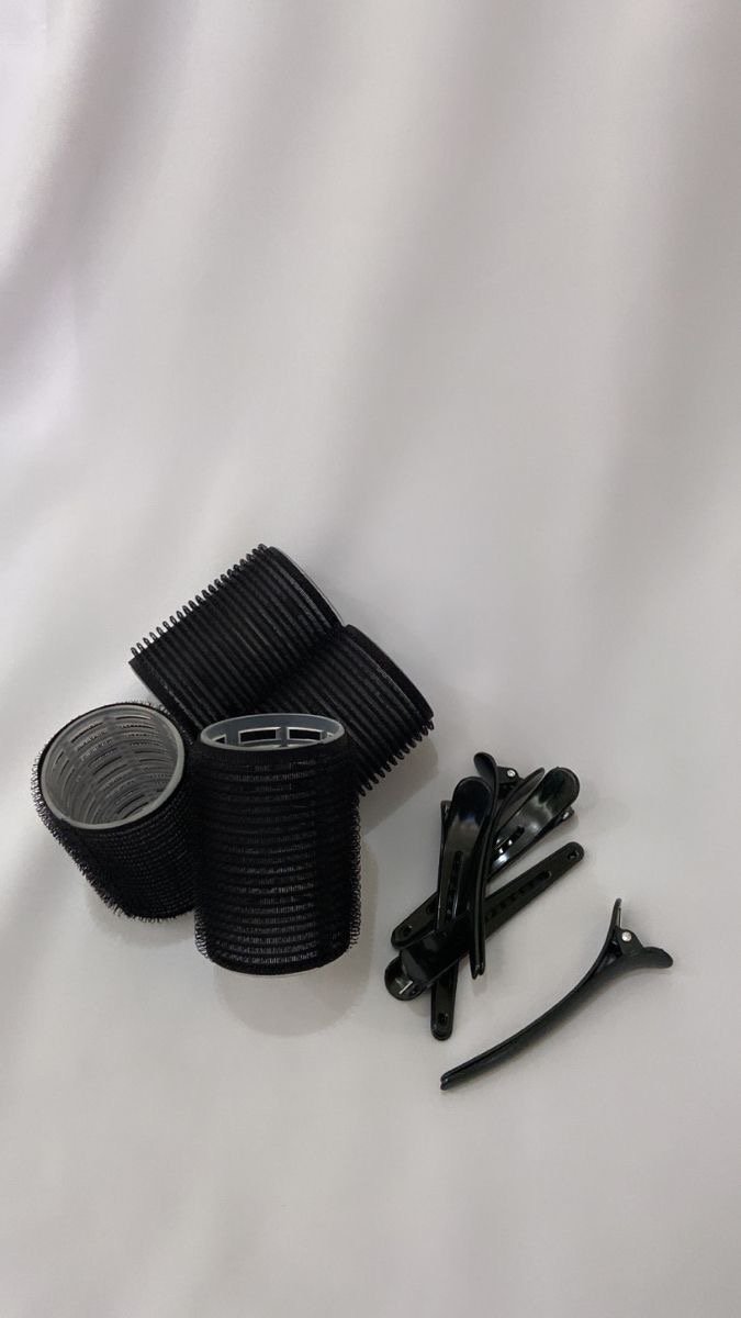 Professional bridal hair tools — rollers and clips used in private bridal hair training at ESQAO Los Angeles