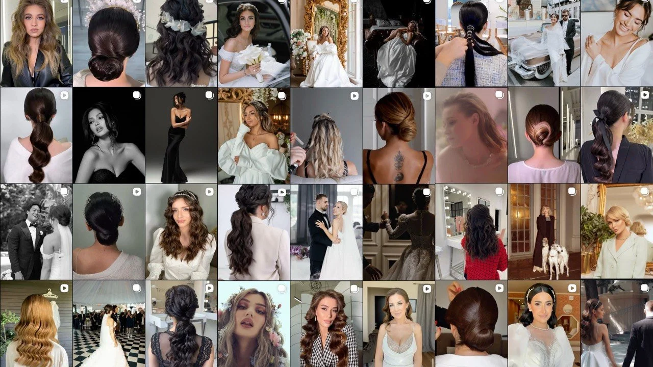 Bridal hair portfolio by Yanita Esqao — wedding hairstyles created during private one-on-one training Los Angeles