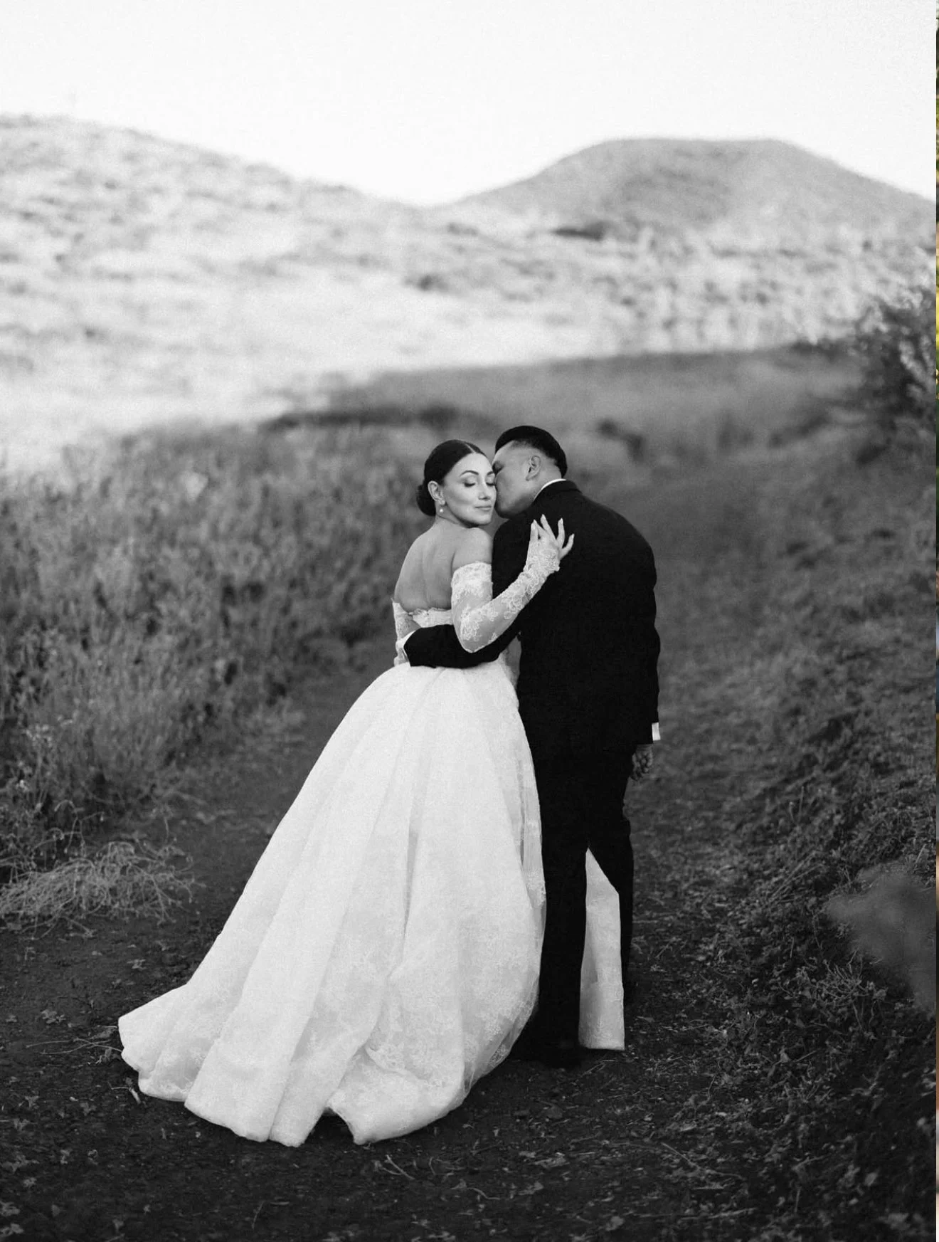 Bride and groom wedding photo — bridal hair inspiration for ESQAO Bridal Hair Masterclass Los Angeles