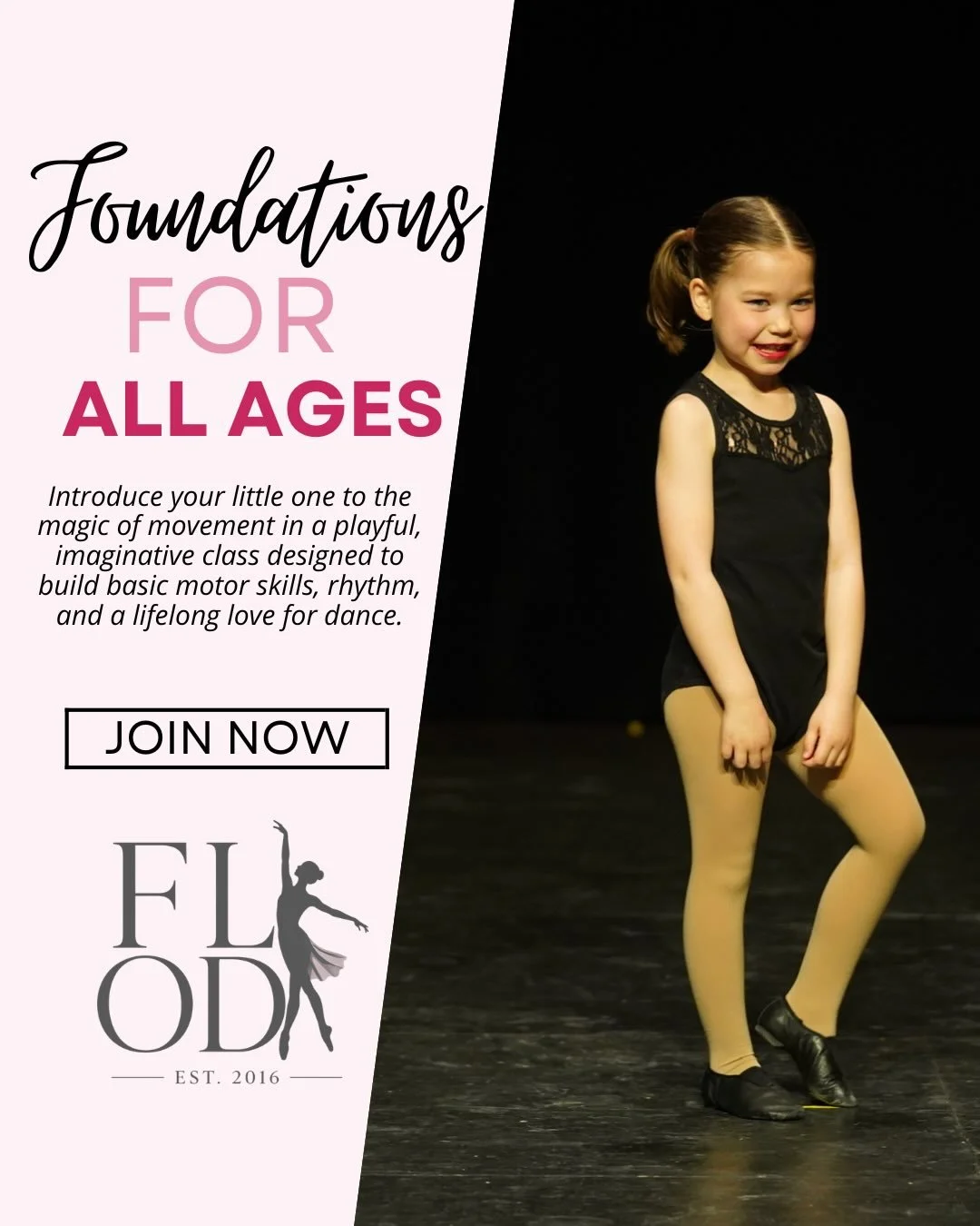 Our Learn to Dance Series 🧑&zwj;🩰

We have two incredible foundational dance classes lined up for the 2026/2027 season!

Intro to Dance for ages 3-4 with our very own and new Miss Jessica and Level Up: Dance foundations for ages 8+ - specifically d