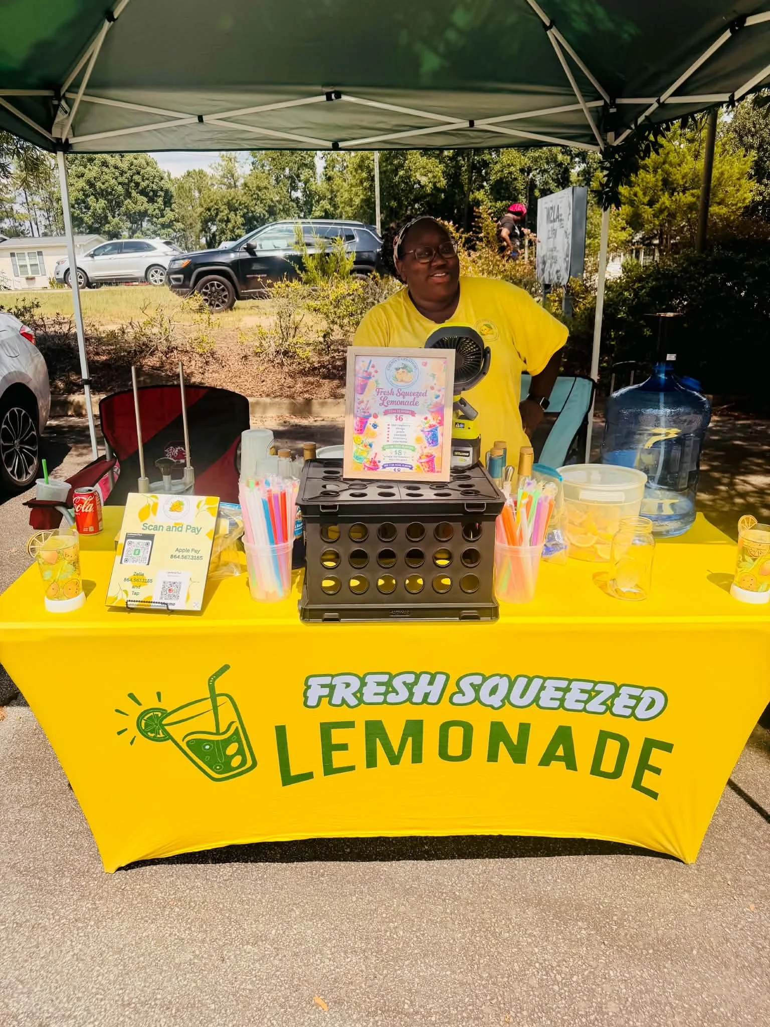 Chenia’s Creations serving fresh-squeezed lemonade at a local Upstate Markets event in Greenville, SC.