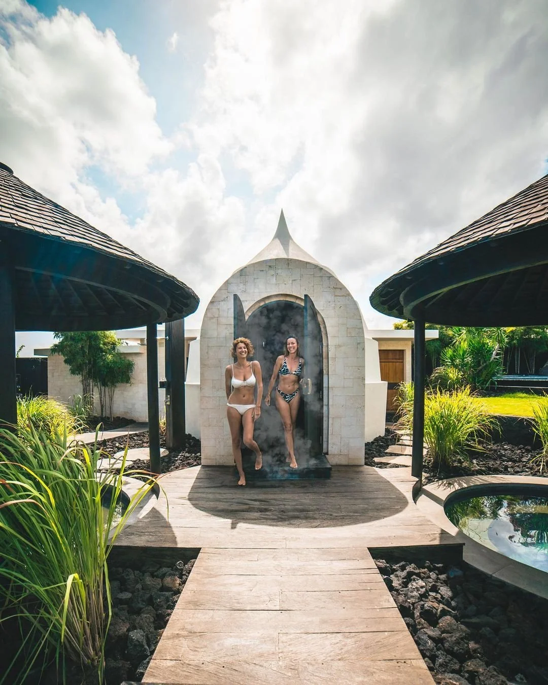 Wellness recovery session at luxury Bali retreat — ice bath, steam and sauna at The Istana