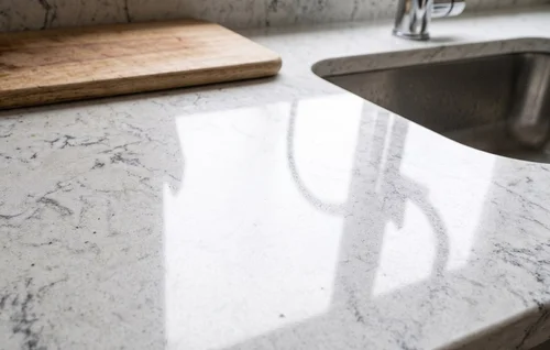 Quartz countertop buffed flawless