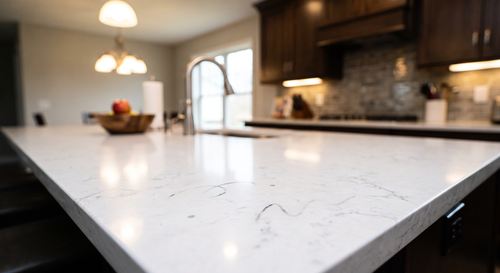 Permanent marker on quartz countertop before repair