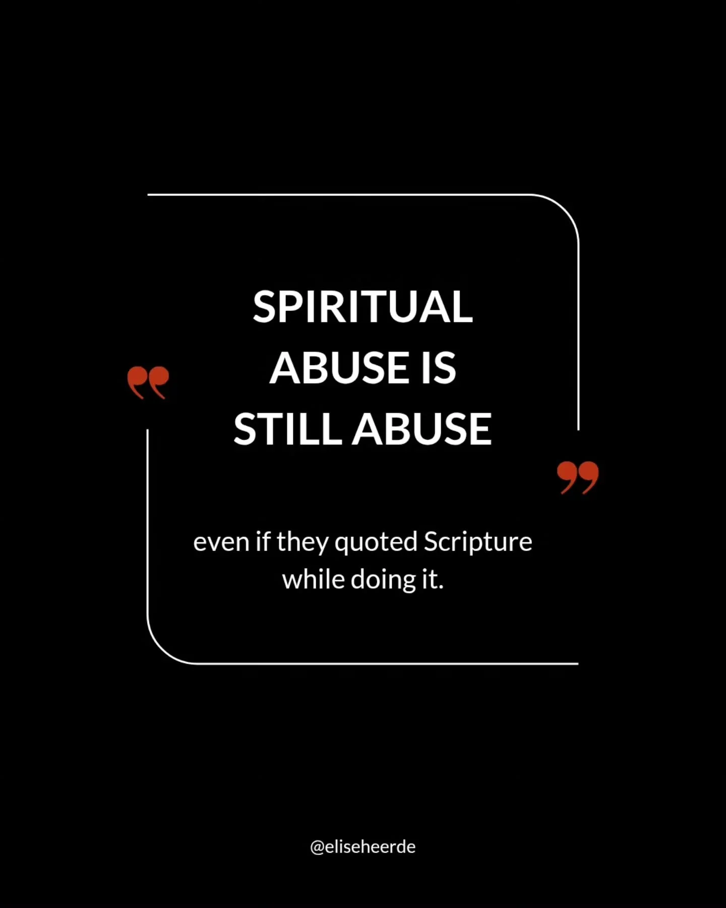 Abuse doesn't lose its name just because someone weaponised theology to justify it.

Spiritual abuse is still abuse.

❗️It's manipulation cloaked in Scripture.

❗️It's control framed as correction.

❗️It's harm delivered with a prayer and a Bible ver