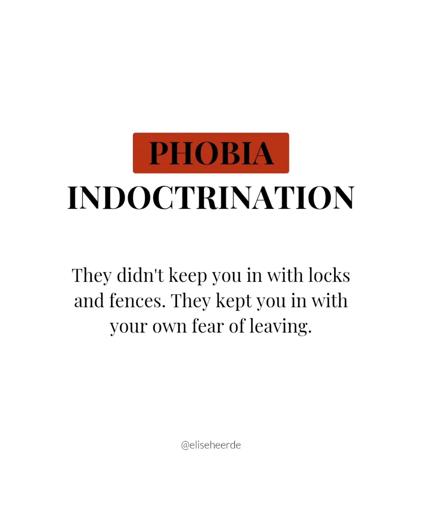 Phobia indoctrination is one of the most effective retention tactics in high-control groups and churches. And one of the least talked about.

❗️It is not a gentle discouragement. It is the deliberate, repetitive installation of terror about life outs