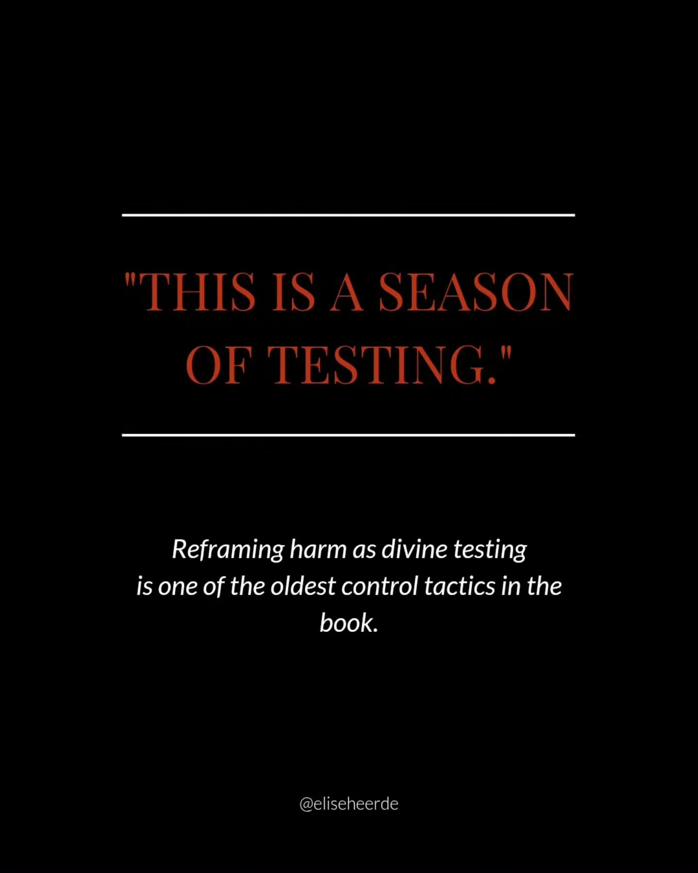 "This is a season of testing" is a sentence that does a lot of institutional work.

❗️It relocates the source of your suffering from the system to God.

❗️It reframes harm as spiritual opportunity.

❗️It tells you exactly how to respond: wi