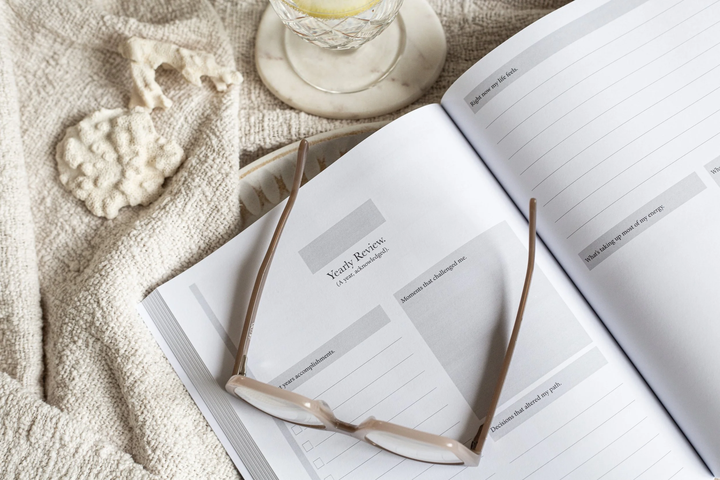 Inside pages of the A Life in Goals guided reflection journal
