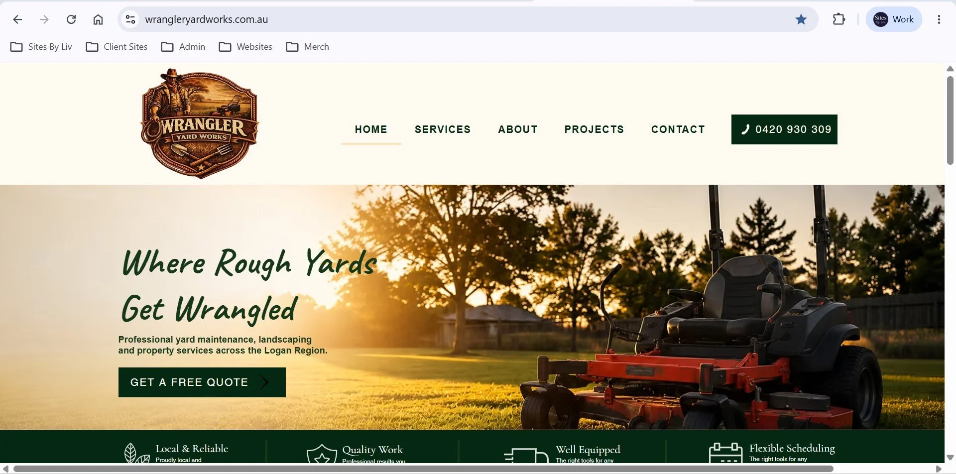Wrangler Yard Works website design
